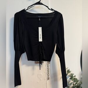NWT - Aqua Black Ruched Women's Top
